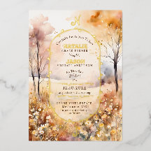 Boho Watercolor Autumn Nature Monogram Wedding