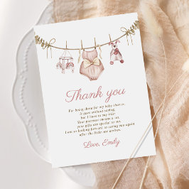 Boho Watercolor Baby Clothes Girl Babydusche Dankeskarte