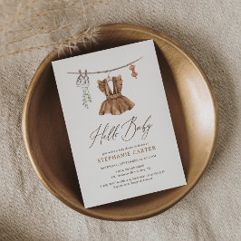 Boho Watercolor Baby Clothes Girl Babydusche Einladung