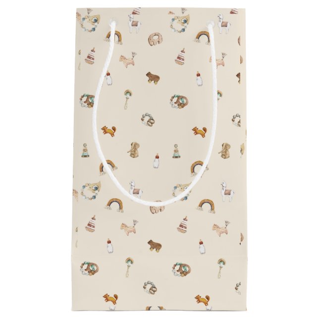 Boho Watercolor Baby Dusche Kleine Geschenktüte (Vorderseite)