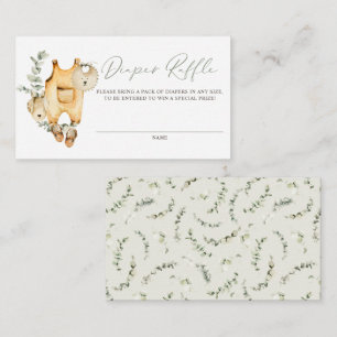 Boho Watercolor Baby Overalls Diaper Raffle Game Begleitkarte