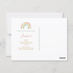 Boho Watercolor Babydusche Einladung Postkarte