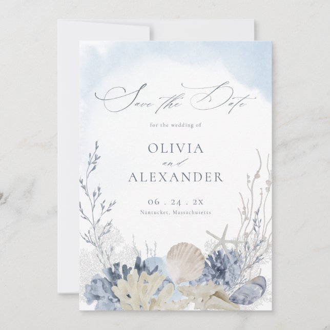 Boho Watercolor Beach Wedding Photo Save The Date (Vorderseite)