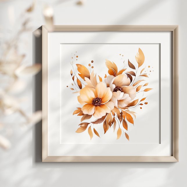 Boho Watercolor Beige Blume Splash Art Spritzer Poster (Von Creator hochgeladen)