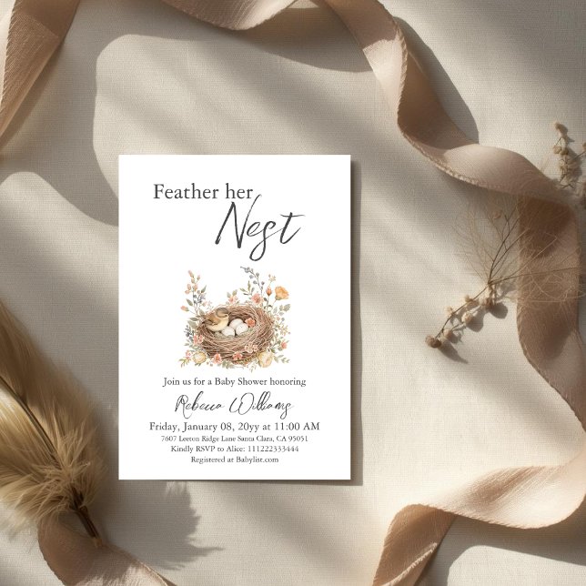 Boho Watercolor Bird Nest Baby Shower Einladung (Von Creator hochgeladen)