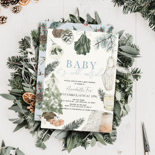 Boho Watercolor Blue Holiday Boy Baby Dusche Einladung