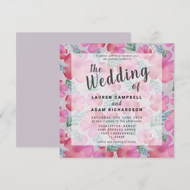 Boho Watercolor Blues Blush Pink Wedding (Vorne/Hinten)