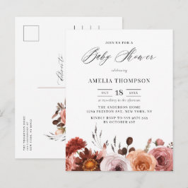 Boho Watercolor Blume Garland Fall Kinderdusche Einladungspostkarte