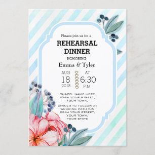 Boho Watercolor Blumen Feathers Probe Dinner Einladung