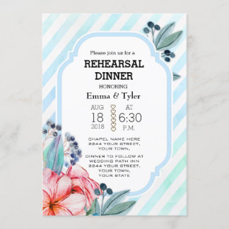 Boho Watercolor Blumen Feathers Probe Dinner Einladung