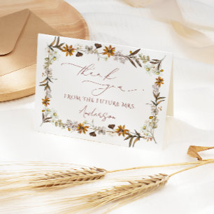 Boho Watercolor Botanisches Brautparty Dankeskarte