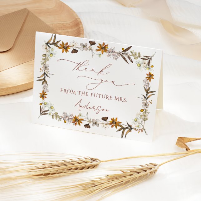 Boho Watercolor Botanisches Brautparty Dankeskarte (Von Creator hochgeladen)