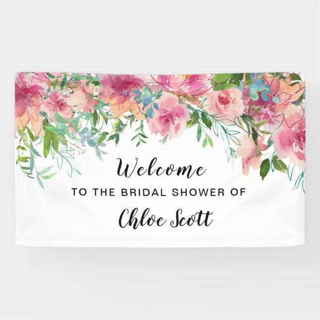 Boho Watercolor Brautparty Begrüßung Banner (Horizontal)