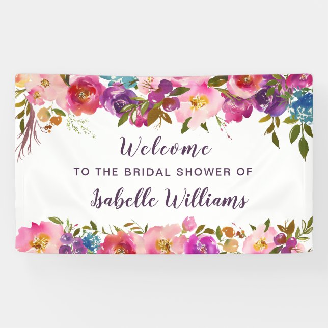 Boho Watercolor Brautparty Begrüßung Banner (Horizontal)