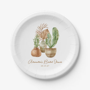 Boho Watercolor Cactus Pampas Pflanze Brautparty Pappteller