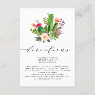 Boho Watercolor Cactus Wedding Directions Begleitkarte