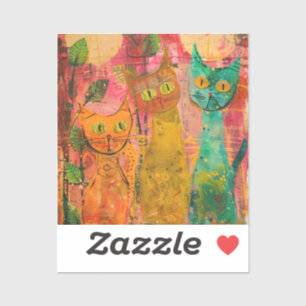 Boho Watercolor Cats - Earthy Feline Art (2) Aufkleber