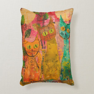 Boho Watercolor Cats - Earthy Feline Art (2) Dekokissen