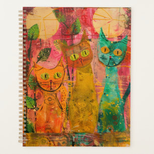 Boho Watercolor Cats - Earthy Feline Art (2) Planer