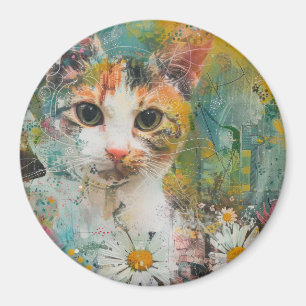 Boho Watercolor Cats - Earthy Feline Art (3) Magnet