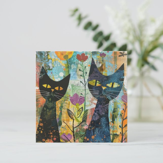 Boho Watercolor Cats - Earthy Feline Art (4) (Stehend Vorderseite)