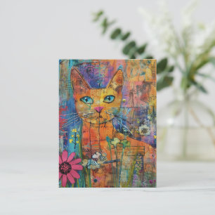 Boho Watercolor Cats - Earthy Feline Art (8) Einladungspostkarte