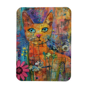 Boho Watercolor Cats - Earthy Feline Art (8) Magnet