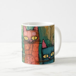 Boho Watercolor Cats - Earthy Feline Art Kaffeetasse