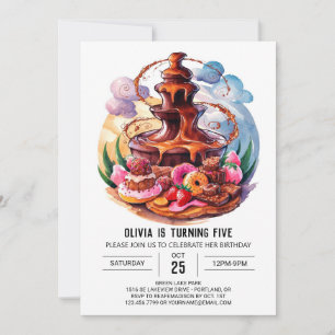 Boho Watercolor Chocolate Birthday Einladung