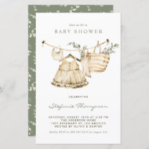 Boho Watercolor Clothesline Girl Baby Dusche