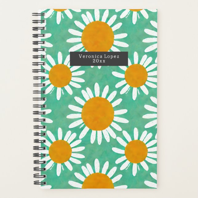 Boho Watercolor Daisies Planer (Vorderseite)