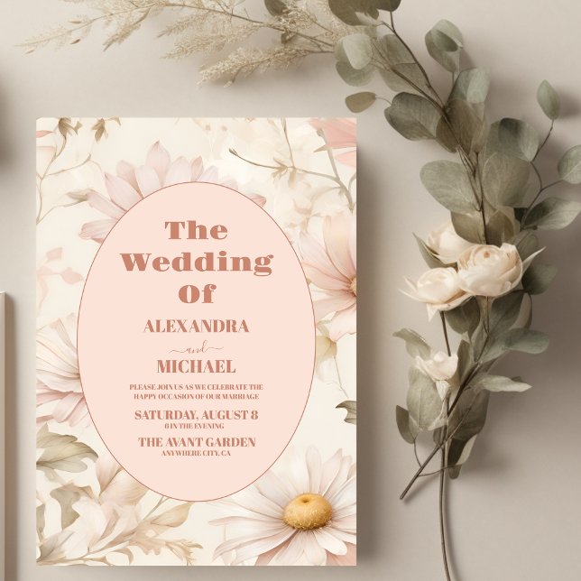 Boho Watercolor Daisy Wedding Einladung (Von Creator hochgeladen)