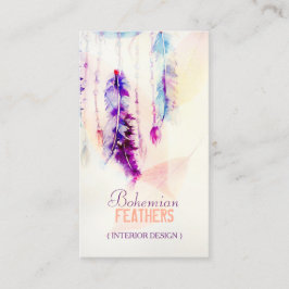 Boho Watercolor Dreamcatcher Feathers Visitenkarte