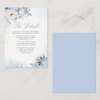 Boho Watercolor Dusty Blue Floral Wedding Details Begleitkarte
