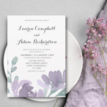 Boho Watercolor Dusty Lila Florals Wedding