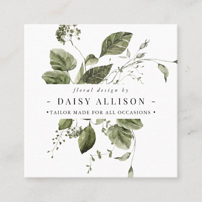 Boho Watercolor Elegante Landschaft Quadratische Visitenkarte (Vorderseite)