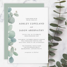 Boho Watercolor Eucalyptus Border Wedding