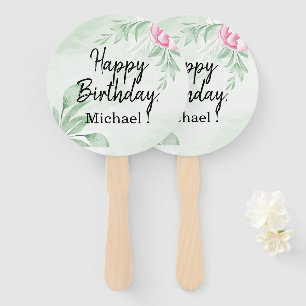 Boho Watercolor Eucalyptus Greenerity Geburtstagsp Fächer