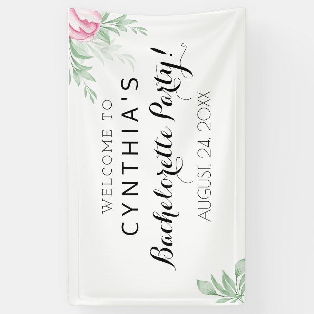 Boho Watercolor Eucalyptus Greenery Bachelorette Banner (Vertikal)
