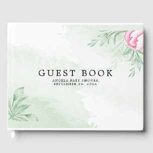 Boho Watercolor Eucalyptus Greenery ​ Kinderdusche Gästebuch