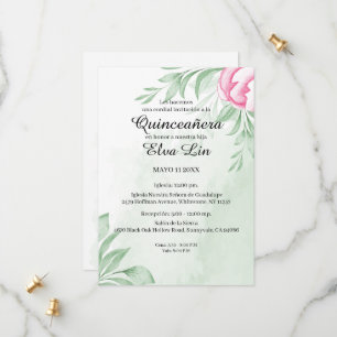 Boho Watercolor Eucalyptus Quinceanera Save The Date