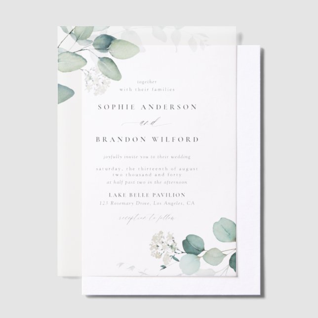Boho Watercolor Eucalyptus Verlasse Grüne Hochzeit (Versetzt)