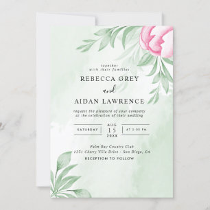 Boho Watercolor Eucalyptus Verlasse Grüne Hochzeit Einladung