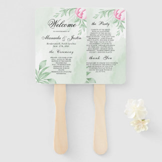 Boho Watercolor Eucalyptus Wedding Program Fächer