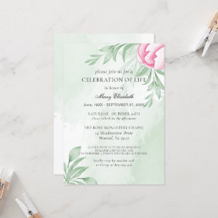 Boho Watercolor Eukalyptus Celebration of Life Einladung