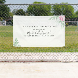 Boho Watercolor Eukalyptus Funeral Memorial Banner