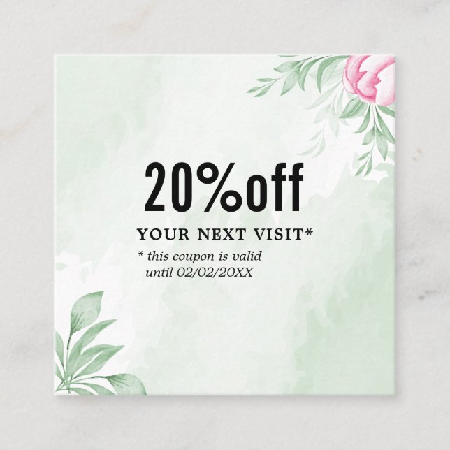 Boho Watercolor Eukalyptus Greenery Rabattkarte (Vorderseite)
