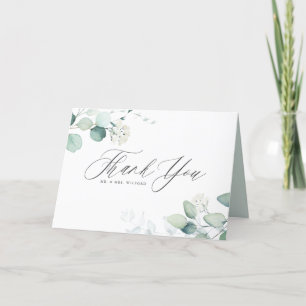 Boho-Watercolor-Eukalyptusblätter-Grün-Hochzeit Dankeskarte