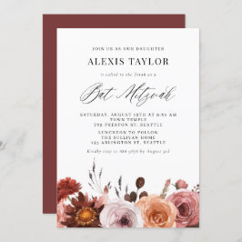 Boho Watercolor Fall Blume Bat Mitzvah Einladung