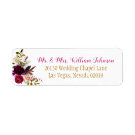 Boho Watercolor Fall Floral Bouquet Wedding Label